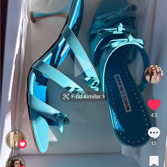 Manolo Blahnik Turquoise Strappy Sandals - Picture 2 of 9